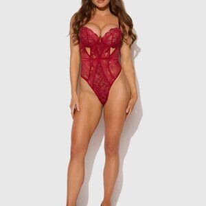 House of Desire Savannah Lace Push Up Plunge Teddy